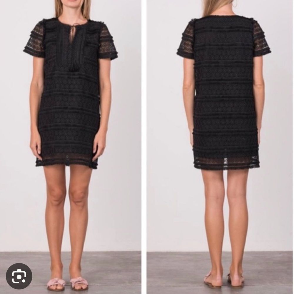 Margaret O’Leary Cotton Fringe Lace Dress Black S